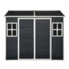 8x6ft Outdoor Resin Garden Shed with Floor and 2 Windows, Plastic Patio Outdoor Storage Shed with Lockable Door for Garden Tools, Bicycles, Trash Cans