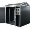 8x6ft Outdoor Resin Garden Shed with Floor and 2 Windows, Plastic Patio Outdoor Storage Shed with Lockable Door for Garden Tools, Bicycles, Trash Cans - Image 6