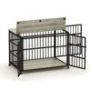 Furniture style dog crate wrought iron frame door with side openings, Grey, 43.3''W x 29.9''D x 33.5''H.