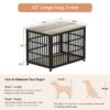 Furniture style dog crate wrought iron frame door with side openings, Grey, 43.3''W x 29.9''D x 33.5''H.