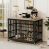 Furniture style dog crate wrought iron frame door with side openings, Grey, 43.3''W x 29.9''D x 33.5''H.
