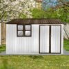 Metal garden sheds 10ftx8ft outdoor storage sheds white+coffee with window