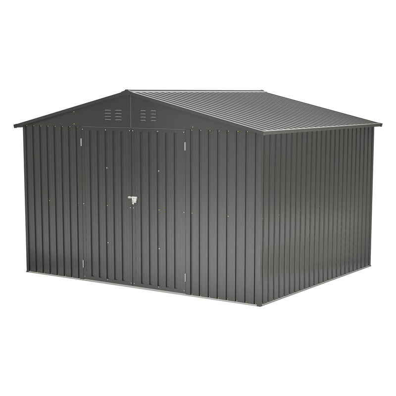 10X8 FT Outdoor Storage Shed, Metal Foundation & Lockable Doors, Tool Shed for Garden, Patio, Backyard - Image 3