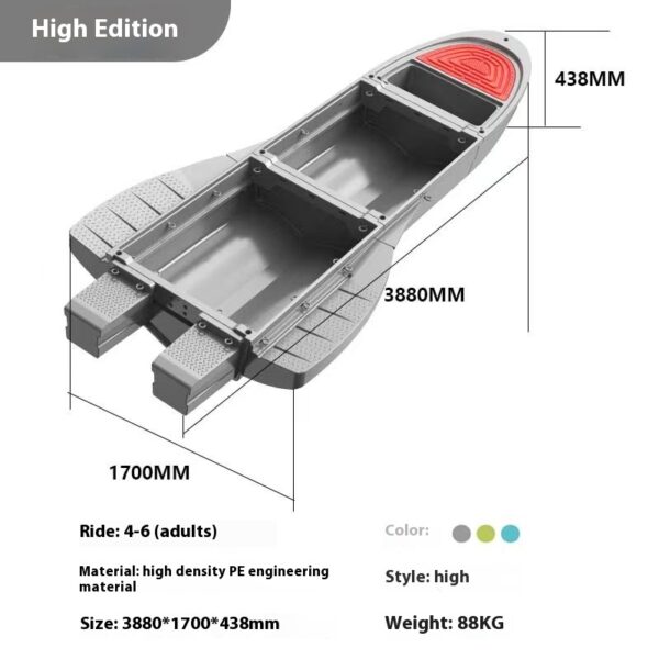 Fishing Boat, Pontoon Boat with 3 Foldable Modular Boats and 2 Pontoons, 1300lb Capacity Row Boat 4-6 Adults Fishing Boats with Fish Tank for Hunting, Fishing, Rescuing and Touring - Image 4