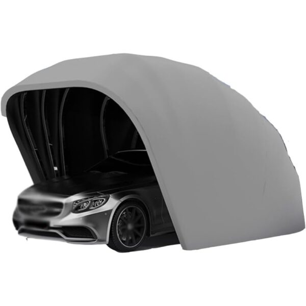Stainless Steel Grey Carport, Foldable Retractable Car Awning, Semi-Automatic Durable Shelter, Mobile Folding Garage