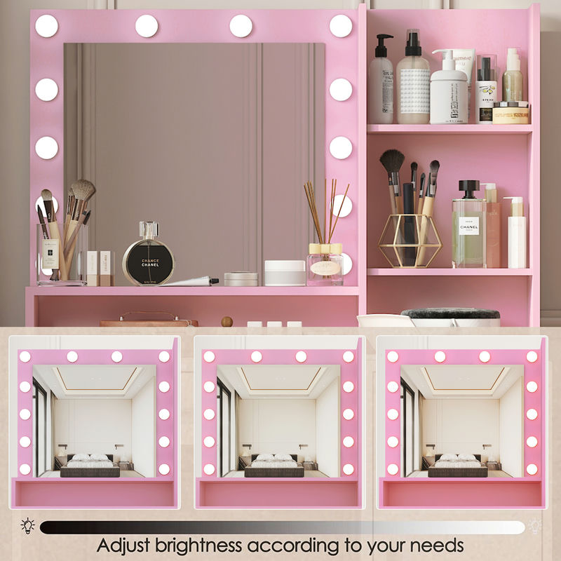 Vanity Desk with Mirror & Light, Bedroom Dressing Table - Image 5